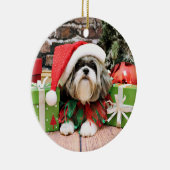 Kerstmis - Shih Tzu - Vince Keramisch Ornament (Rechts)
