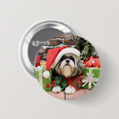 Kerstmis - Shih Tzu - Vince Ronde Button 5,7 Cm (Voorkant /achterkant)