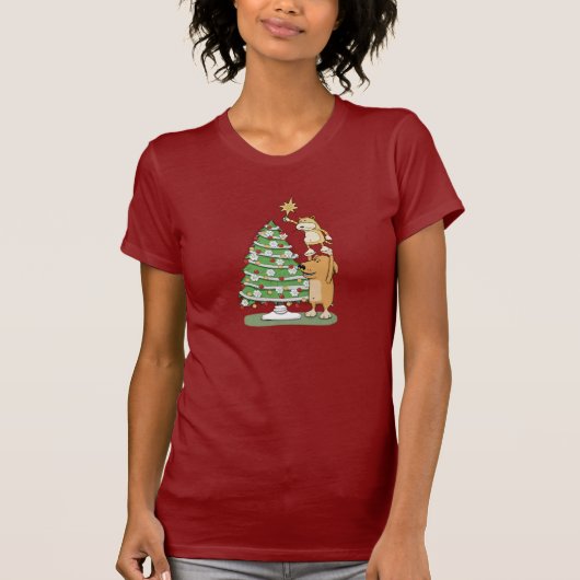 Kerstmis-shirt: Kat en hond T-shirt (Voorkant)