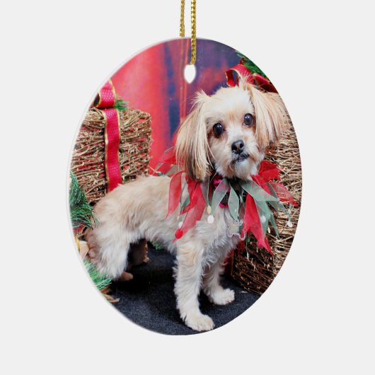 Kerstmis - Shorkie - Charlie Keramisch Ornament (Rechts)