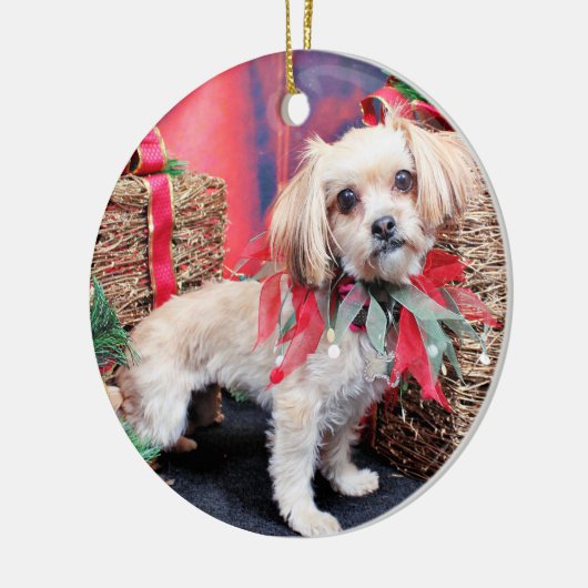 Kerstmis - Shorkie - Charlie Keramisch Ornament (Links)