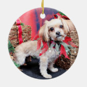 Kerstmis - Shorkie - Charlie Keramisch Ornament (Achterkant)