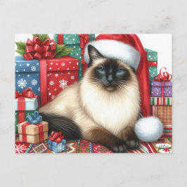 Kerstmis Siamese Kat Kerstvakantie  Briefkaart