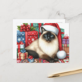 Kerstmis Siamese Kat Kerstvakantie Briefkaart