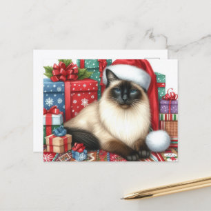 Kerstmis Siamese Kat Kerstvakantie  Briefkaart
