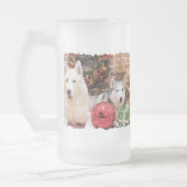 Kerstmis - Siberian Huskies - Bailey en Katya Matglas Bierpul (Links)