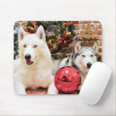 Kerstmis - Siberian Huskies - Bailey en Katya Muismat (Met muis)