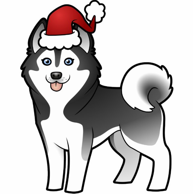 Kerstmis Siberian Husky / Alaskan Malamute Fotobeeldje Ornament (Voorkant)