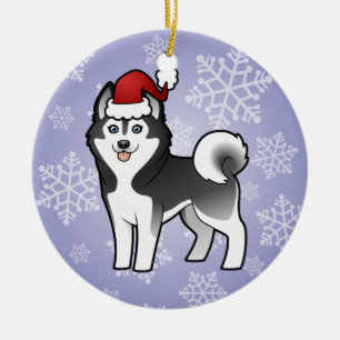 Kerstmis Siberian Husky / Alaskan Malamute Keramisch Ornament