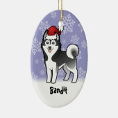 Kerstmis Siberian Husky / Alaskan Malamute Keramisch Ornament (Rechts)
