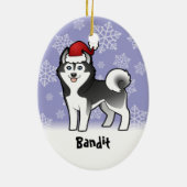 Kerstmis Siberian Husky / Alaskan Malamute Keramisch Ornament (Achterkant)