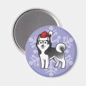 Kerstmis Siberian Husky / Alaskan Malamute Magneet (Voorkant / Achterkant)