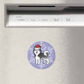 Kerstmis Siberian Husky / Alaskan Malamute Magneet (Insitu (Vaatwasser))