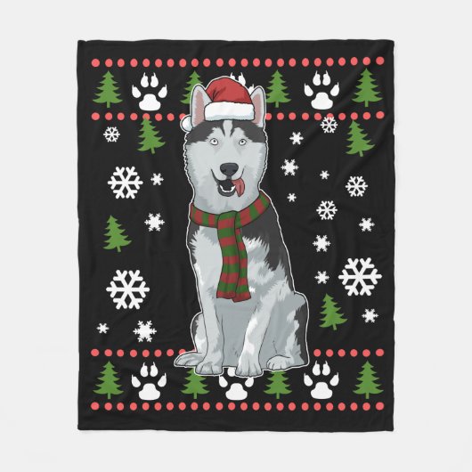 Kerstmis Siberian Husky Gift Women Dog Husky Fleece Deken (Voorkant)
