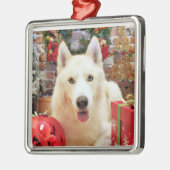 Kerstmis - Siberian Husky - Portretten van Teagard Metalen Ornament (Links)