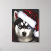 Kerstmis Siberian Husky / Sled Dog Canvas Afdruk (Voorkant)