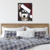 Kerstmis Siberian Husky / Sled Dog Canvas Afdruk (Insitu (Slaapkamer))