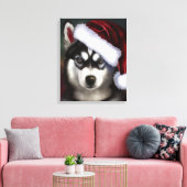 Kerstmis Siberian Husky / Sled Dog Canvas Afdruk (Insitu (Woonkamer))