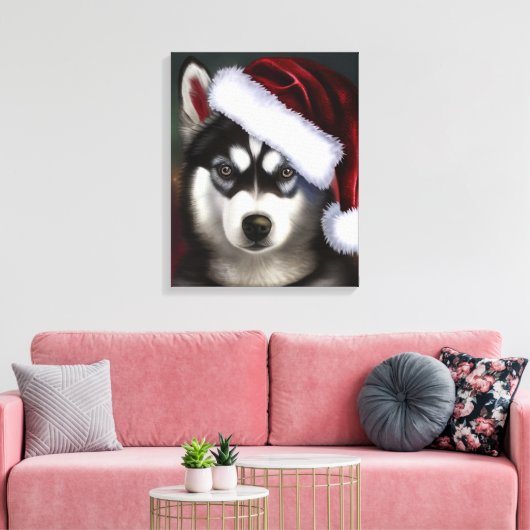 Kerstmis Siberian Husky / Sled Dog Canvas Afdruk (Insitu (Woonkamer))