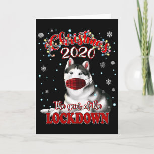 Kerstmis Siberische Husky Hond Shirt Quarantaine S Kaart