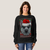 Kerstmis Siberische Husky Santa Hoed Trui (Voorkant volledig)