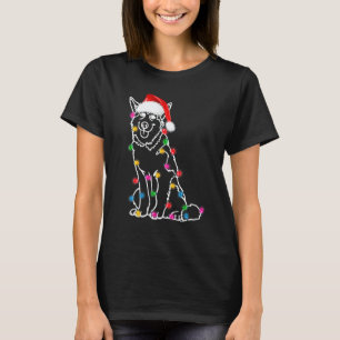 Kerstmis Siberische Husky Xmas Lichten Kerstman Ho T-shirt