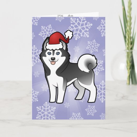 Kerstmis Siberische Schor/Van Alaska Malamute Feestdagen Kaart (Voorkant)