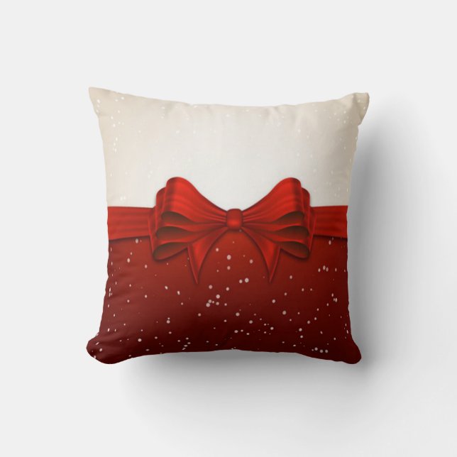 Kerstmis-Sierkussen/rood lintje Kussen (Voorkant)