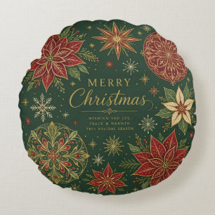 Kerstmis Sierlijke Poinsettia Mandala Rond Kussen