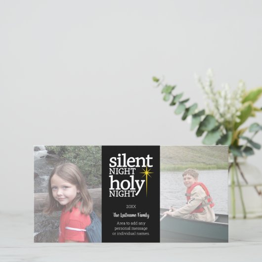 Kerstmis - Silent Night - 3 fotocollage Feestdagenkaart (Staand voorkant)