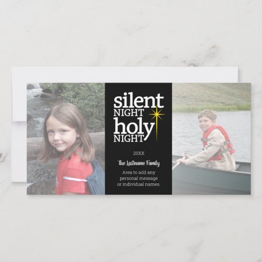 Kerstmis - Silent Night - 3 fotocollage Feestdagenkaart (Voorkant)