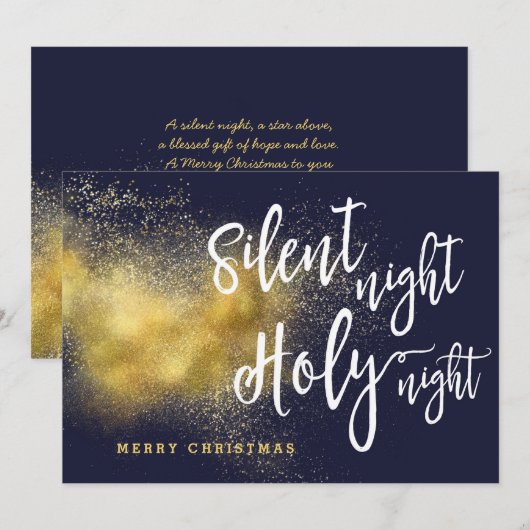 Kerstmis Silent Night Gold Holiday Card Feestdagenkaart (Voorkant / Achterkant)