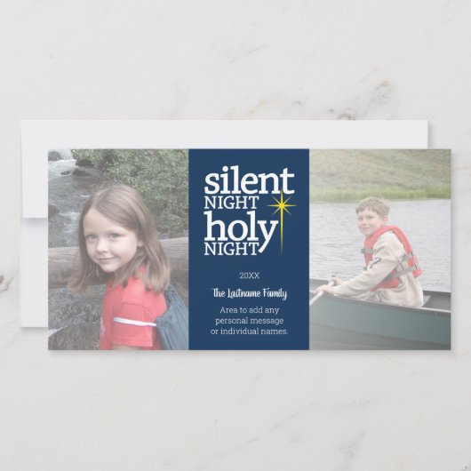 Kerstmis - Silent Night Heilige Nacht 2 foto Feestdagenkaart (Voorkant)
