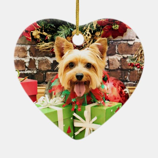 Kerstmis - Silky Terrier - Haley Keramisch Ornament (Achterkant)