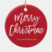 Kerstmis Simpele Rode Boomornament Keramisch Ornament (Achterkant)