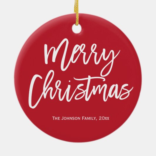 Kerstmis Simpele Rode Boomornament Keramisch Ornament (Achterkant)