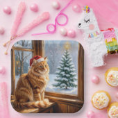 Kerstmis Sinaasappelkat Papieren Bordje (Feest)