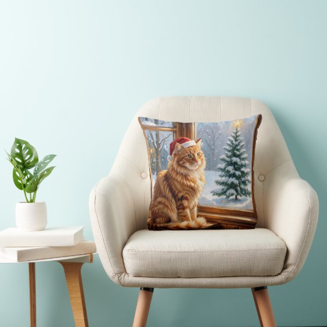 Kerstmis Sinaaspoes Kat Kussen (Stoel)