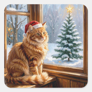 Kerstmis Sinaaspoes Vierkante Sticker