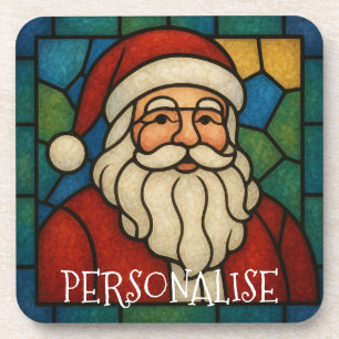 Kerstmis Sint Art Deco Gebrandschilderd Glas Bier Onderzetter