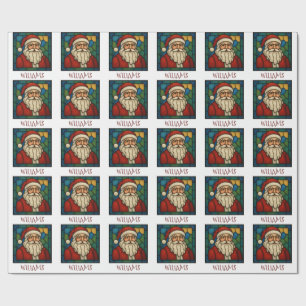 Kerstmis Sint Art Deco Gebrandschilderd Glas Cadeaupapier