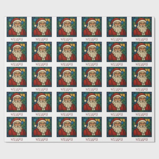 Kerstmis Sint Art Deco Gebrandschilderd Glas Cadeaupapier (Vlak)