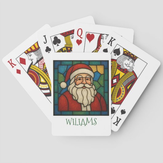 Kerstmis Sint Art Deco Gebrandschilderd Glas Pokerkaarten (Achterkant)