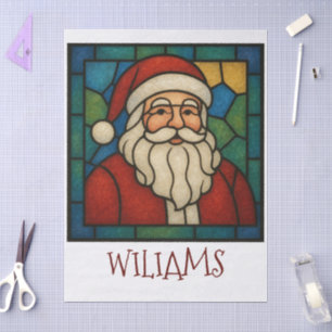 Kerstmis Sint Art Deco Gebrandschilderd Glas Tissuepapier