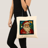 Kerstmis Sint Art Deco Gebrandschilderd Glas Tote Bag (Voorkant (product))