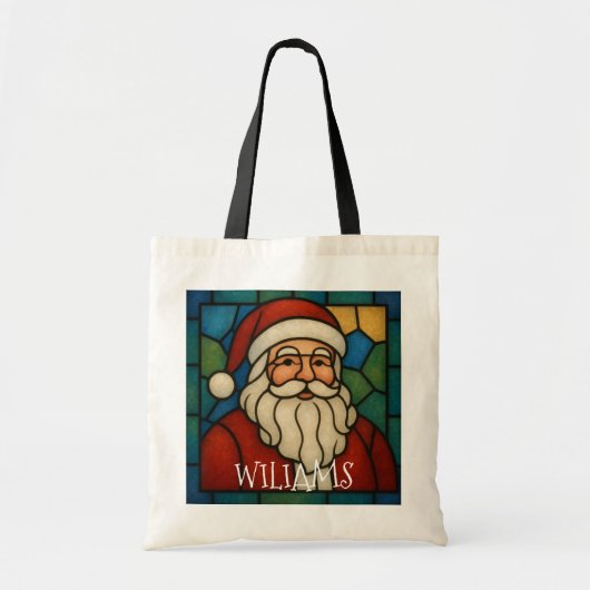 Kerstmis Sint Art Deco Gebrandschilderd Glas Tote Bag (Voorkant)