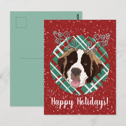  Kerstmis Sint Bernard Briefkaart (Voorkant / Achterkant)