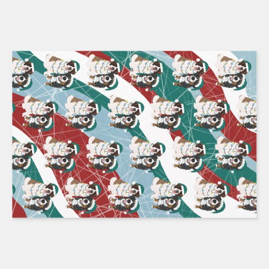 Kerstmis Sint Bernard en Berner Berghond Inpakpapier Vel (Voorkant 3)