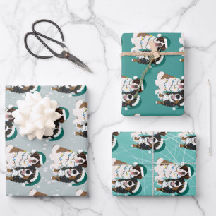 Kerstmis Sint Bernard en Berner Berghond Inpakpapier Vel
