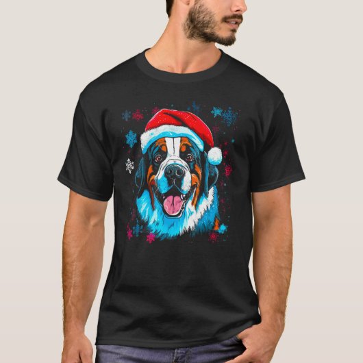 Kerstmis Sint Bernard Hond T-shirt (Voorkant)